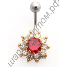 Кольцо в пупок cubic zircon gem stone belly ring body